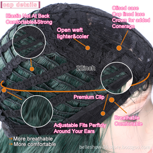 Hot sell astel Wavy Wig With Air Bangs Women's Short Bob Pink Wig Curly Wavy Shoulder Length Pastel Bob Synthetic Cosplay Wig